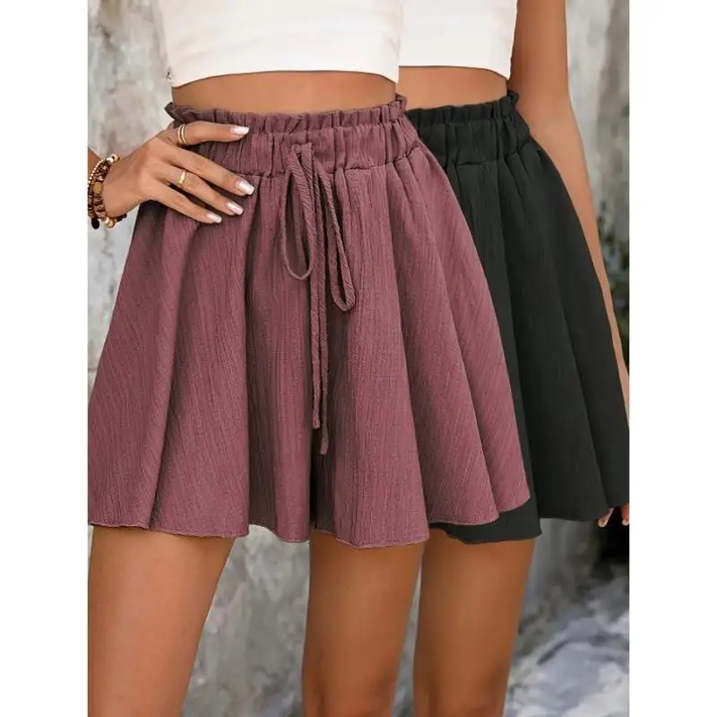 

Ele Beach Sle Loose Pure Color orts Women's Casual Pants Straight Leg PVC Material ex Neutral Faion