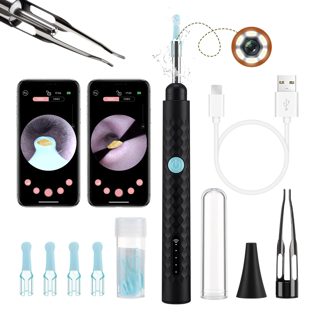 Visual Earwax Cleaner with Camera HD Endoscope Earwax Removal Tool Kit Ear Scoops Tweezers Ear Pick for Cleaning Earwax