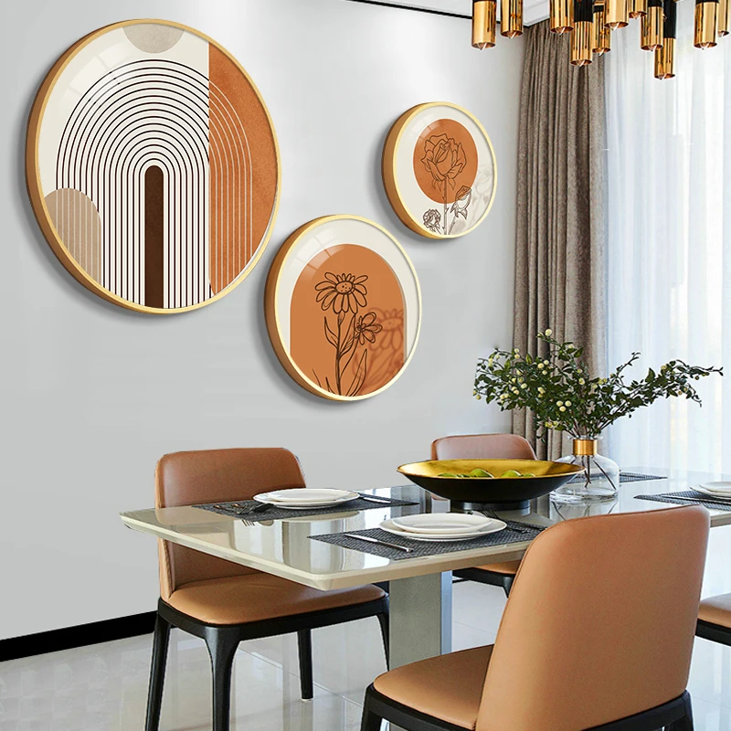 

personalized restaurant decor painting Morandi color scheme art entrance background wall decoration Circular hanging painting