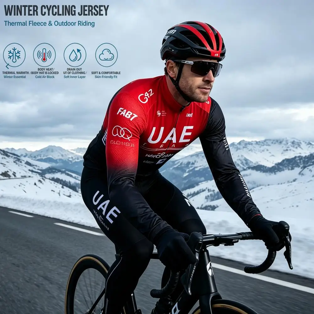 UAE Winter New Cycling Jerseys Set MTB Sport Bike Clothes Maillot Ropa Ciclismo Bicycle Winter Thermal Fleece Cycling Clothing