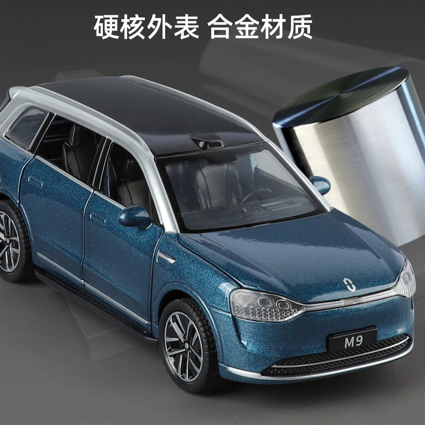 1:32 M9 SUV Model Samochodu z Odlewu Stopu Metali, Nowa Energia, Metalowe Pojazdy z Funkcją Ładowania, Model Samochodu z Symulacją Dźwięku i Światła, Zabawki dla Dzieci, Prezent