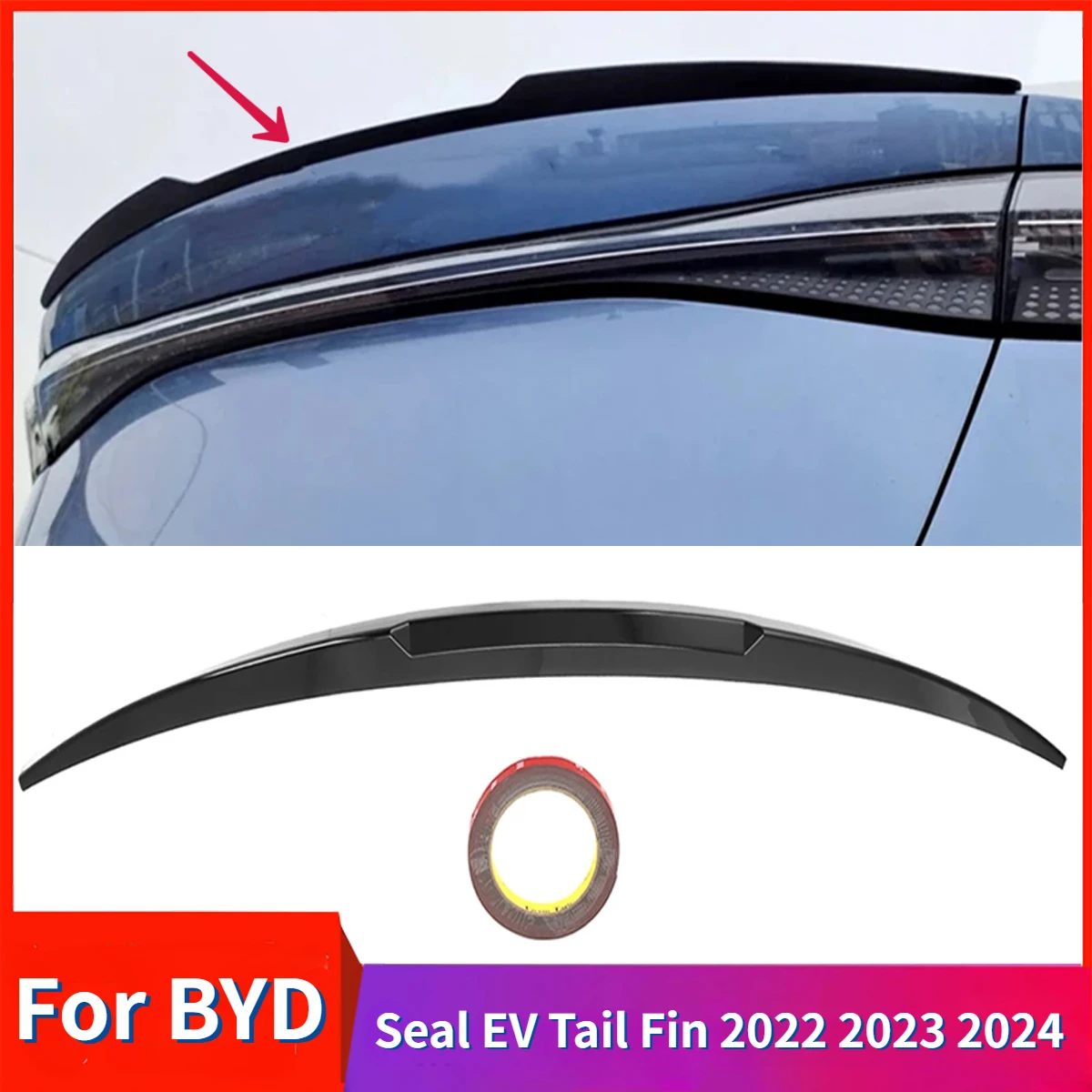 

Car Tail Wings Fixed Wind Spoiler for BYD Seal EV Tail Fin 2022 2023 2024 Rear Wing Auto Decoration Body Kits Accessories