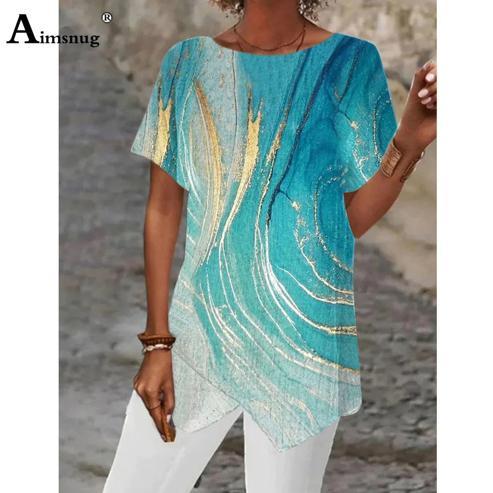 Large Big 5xl Women Casual Linen Shirts Model 3D Print Blouse Short Sleeve Irregular Top Ladies Tunic blusas Femme Clothing 2023