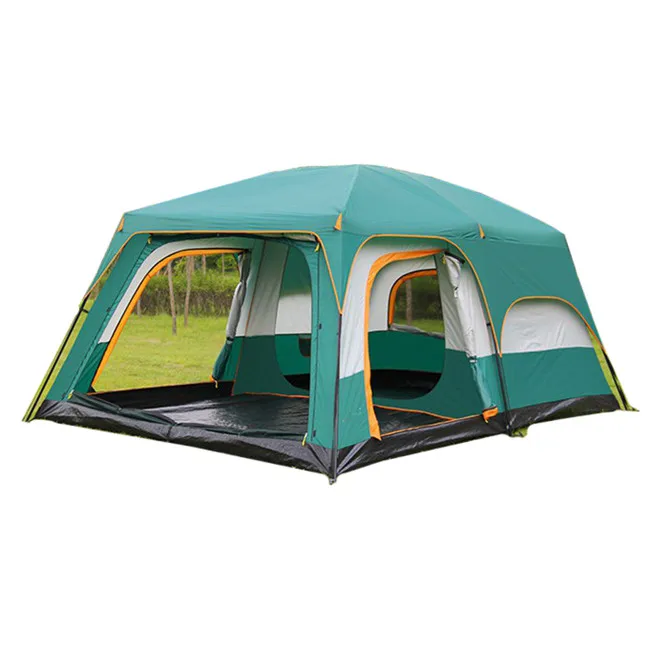 Large luxury double layer 2 rooms 1 living room 6-10 persons family camping outdoor waterproof tent