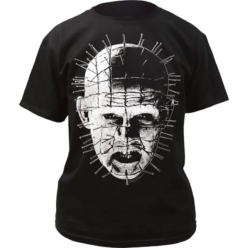 Hellraiser المتعثرة Pinhead رجل تي شيرت فيلم الرعب العلامة التجارية الجديدة الأسود