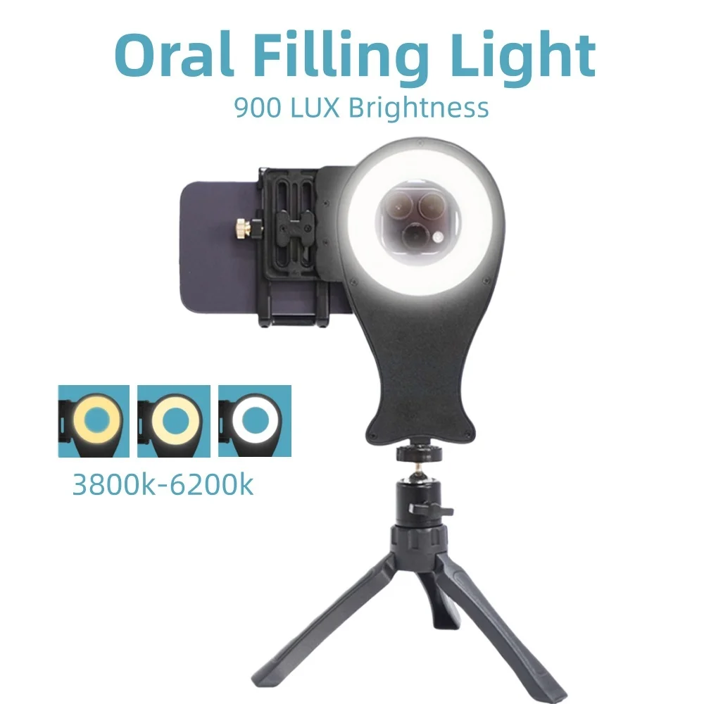 Dental Photography Ring Light Adjustable Brightness Warm/White with Tripod Dentistry Oral Photography Filling Lamp Equipment