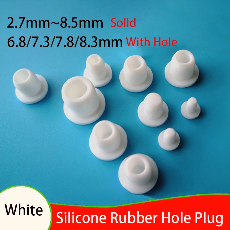 1-100pcs T-type Solid/with Hole Silicone Rubber Plug Food Grade Rubber Stopper Sealing Plug Dustproof Rubber Cap 2.7~8.5mm