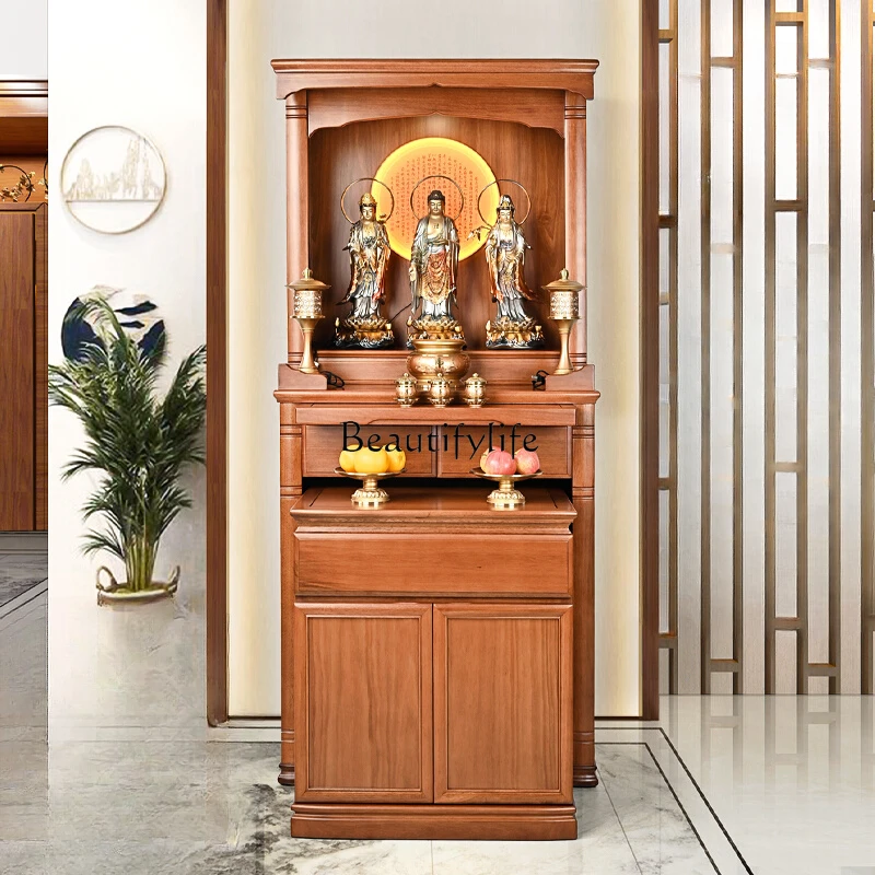 

Cherry wood solid wood Buddhist niche new Chinese vertical cabinet Buddhist cabinet household