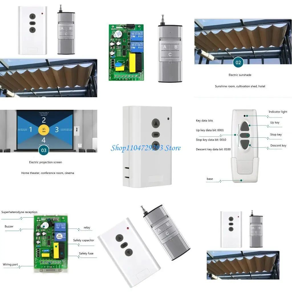 

Y2GD 3 Channels Motor Wireless Remote Control AC110V-240V Electric Curtain Remote