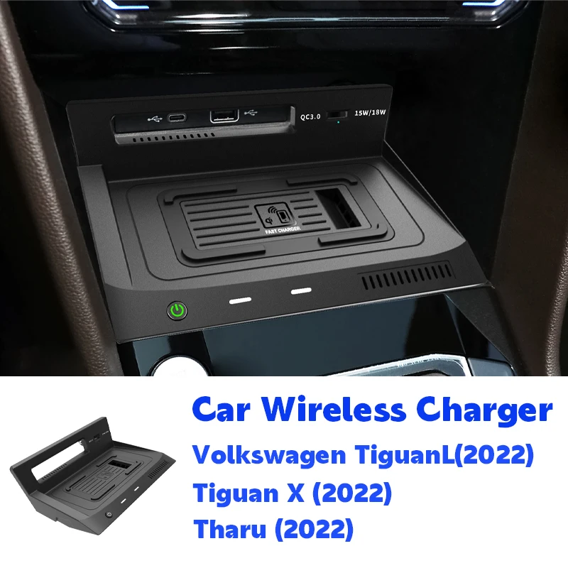 For Volkswagen VW Allspace TiguanL Tiguan X Tharu 2022 MK2 Car WIreless Charger iphone fast Charging plate acccessories 15W