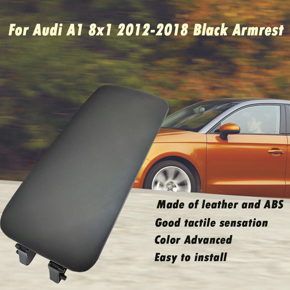 Leather Armrest Centre Console Lid Cover Replacement For Audi A1 8x1 2012-2018 Black