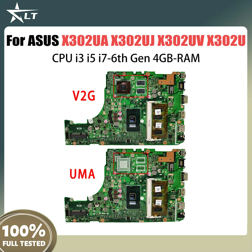 

X302UJ Laptop Motherboard For ASUS X302UA X302UV X302U Mainboard with CPU i3 i5 i7-6th Gen 4GB-RAM GT920M-V2G GPU