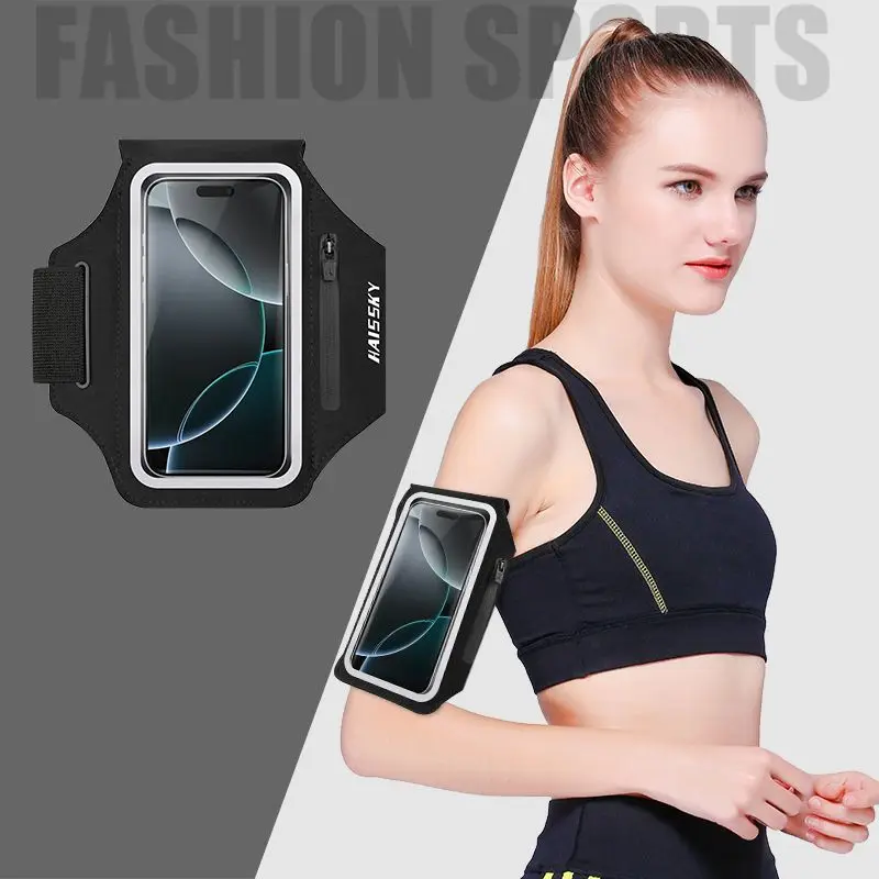 

HAISSKY Large Sports Running Bags Outdoor Fitness Touch Screen Armband Pouch For iPhone 17 16 15 Pro Max 17 Air Samsung Xiaomi