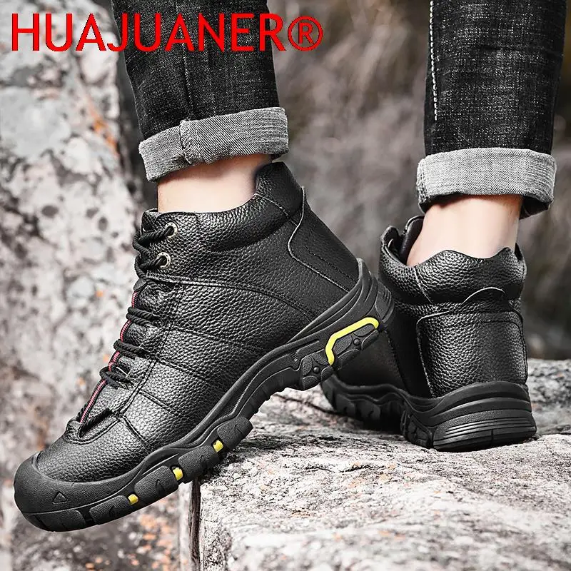 Winter Boots Men Shoes Big Size 50 Leather Women\'s Sports Shoes 36 Outdoor Non-slip Work Hiking Shoes Combat Boots  Shoes Man