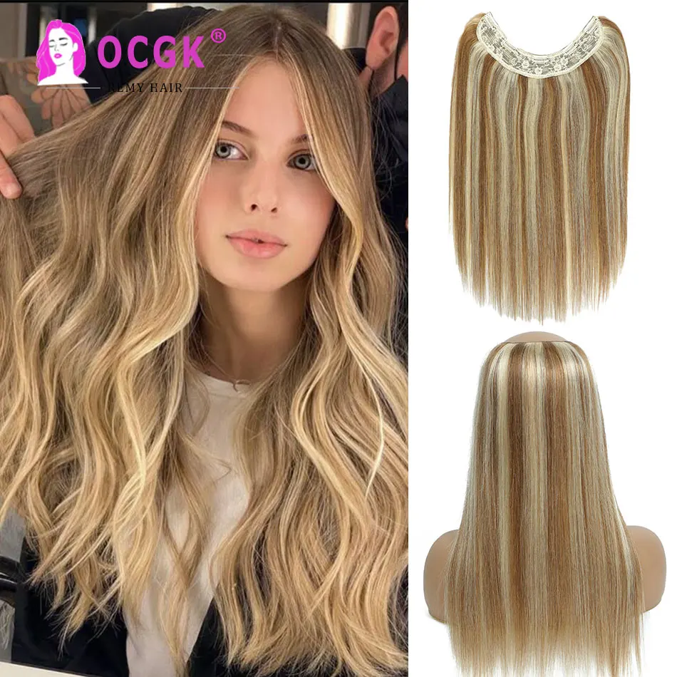 

V-образные заколки для наращивания человеческих волос, бразильские человеческие волосы, омбре, блондинка, мягкие волосы, прямые натуральные человеческие волосы Remy для женщин