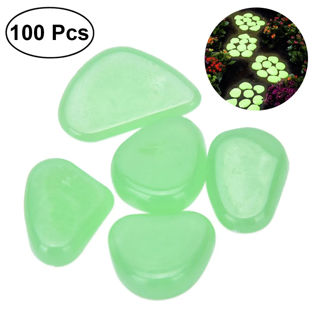100Pcs Night Glow Cobblestones Pebble Stones for Aquarium Fish Tank Garden Yard Gravel Decoration Cobblestone Pebble