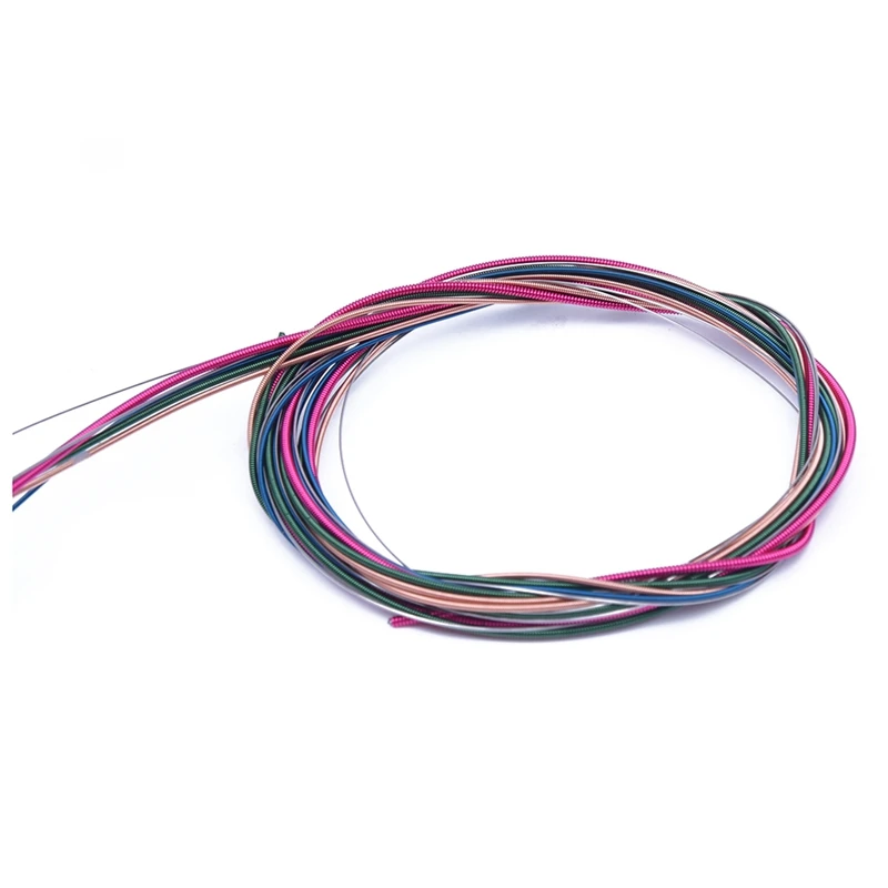 1 Set Rainbow Colorful Color String For Acoustic Guitar & 6 Pcs E, A, D, G, B, E Nickel Plated Steel Guitar Strings Set