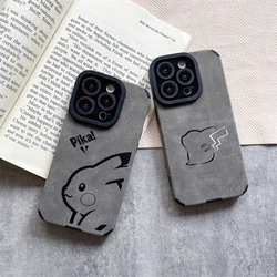 Pokemon Pikachu Matte Soft Leather Phone Case For iPhone 17 16 15 14 13 12 11 Pro Max Lens Protection Shockproof Silicone Cover