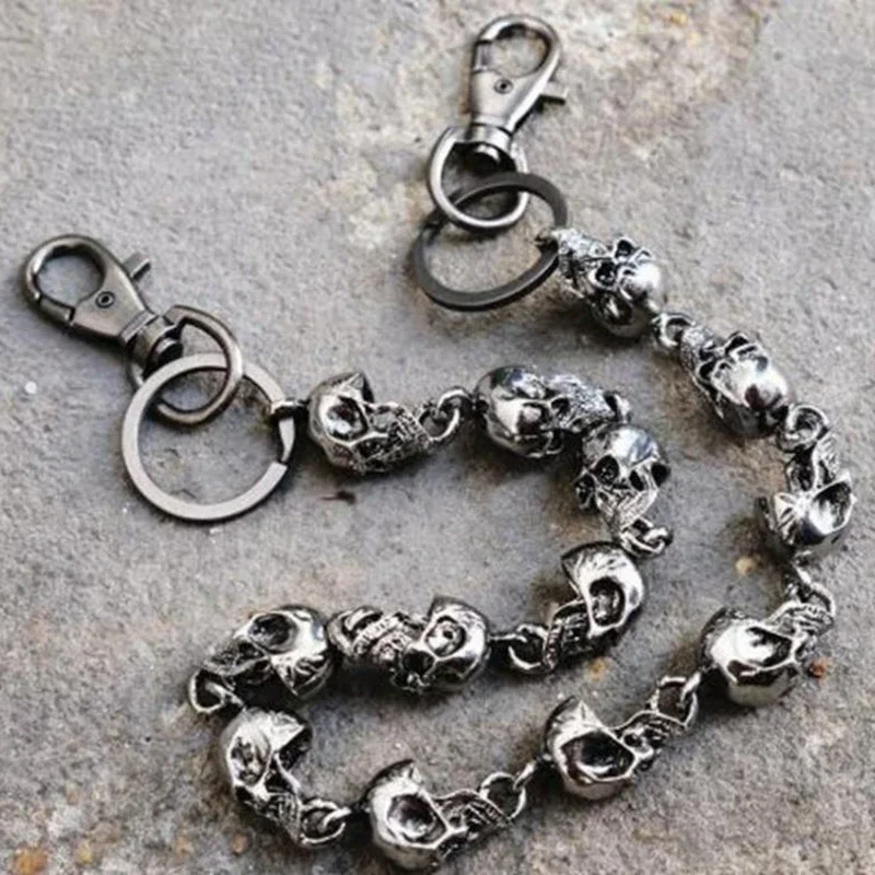 Retro Gothic Heavy Waist Chain Men's Skull Keychain Wallet Chain Cycling Rock Fashion Punk Accessory image 3
