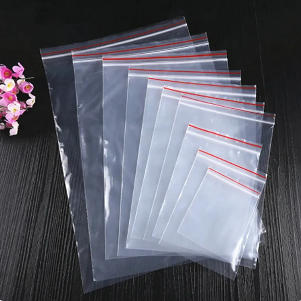 100pcs/pack  Thickness 0.06mm Small Zip Lock Plastic Bags Reclosable Transparent Bag Shoe Bag Vacuum Storage Bag Poly Clear Bags