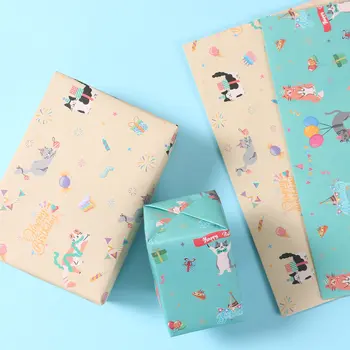 3/6張卡通貓咪圖案,每卷50x70厘米,寵物主題包裝紙,適用於兒童生日禮物包裝、工藝裝飾禮品。 8 最佳銷售 禮品包裝紙 - №2