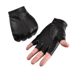 Guantes de Ciclismo de cuero para hombre y mujer, manoplas transpirables de medio dedo para motocicleta, pantalla táctil, Alpine, MTB, Fitness