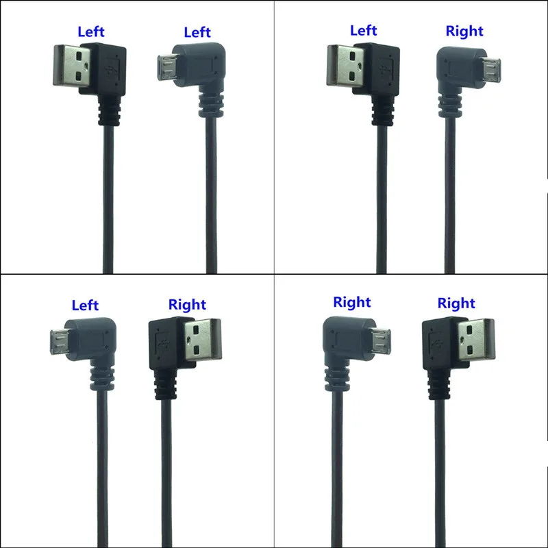 Double 90 Degree Right Angle Micro USB 5 Pin Port Short USB 2.0 Cable Type A Male to Micro Fast Charger Date Cable 25CM