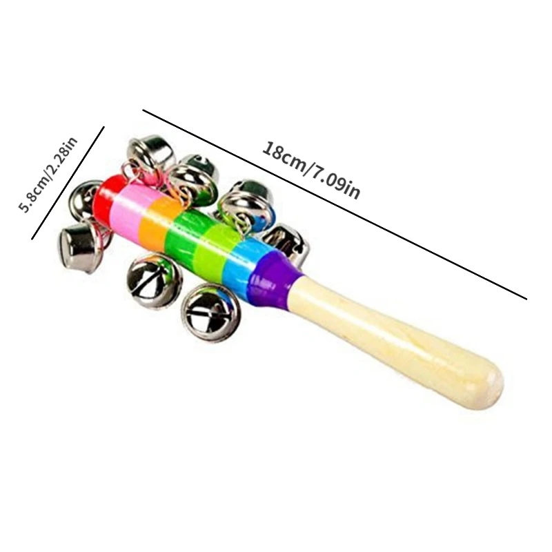 Colorful Wooden Bell Toys Instruments Baby Rattles 10 Percussion String of Bells for Kids Gift