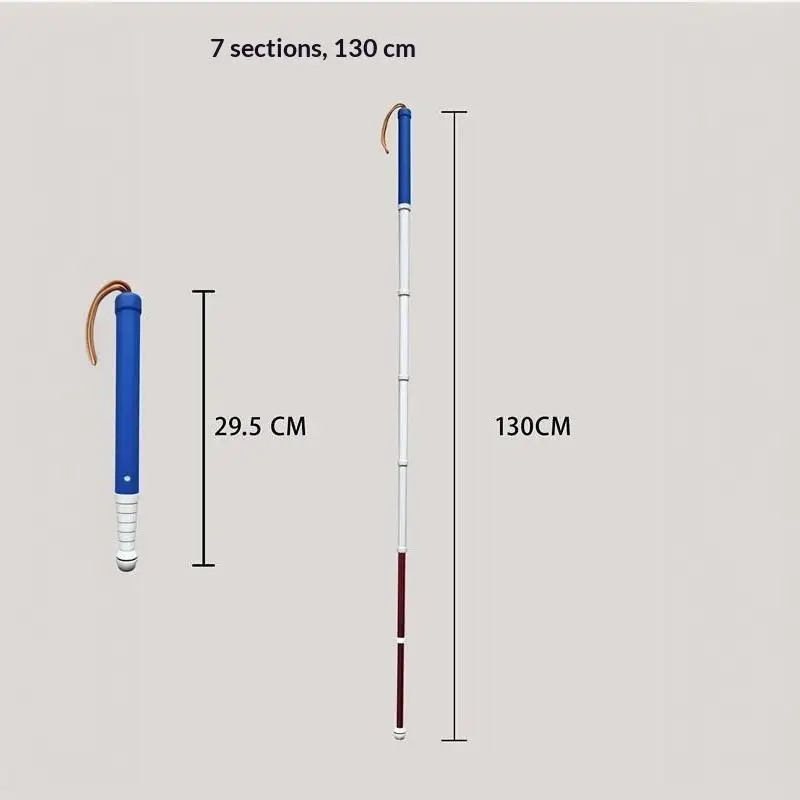Telescopic Blind Cane Walking Stick Blind Reflective Cane Lanyard Anti Slip Foldable Lightweight Shockproof Crutch