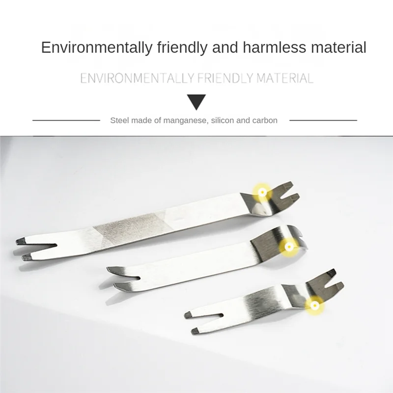 3PCS Steel Pry Plate Pry Bar Two-In-One Clip Steel Crowbar Tool Interior Snap Starter