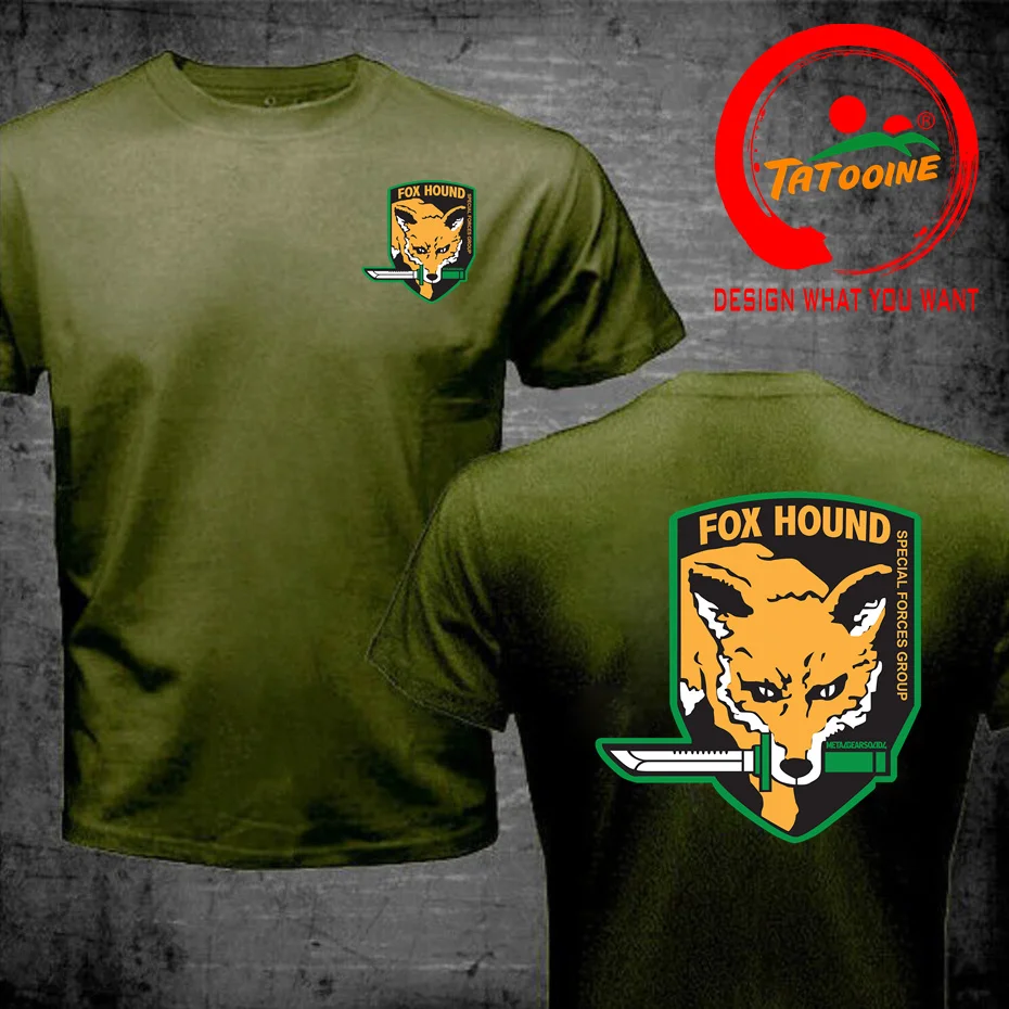 The Metal Solid Snake 5 V Foxhound Special Force Group T Shirt Men Fox Hound T-Shirt Hot Selling Clothing Military Army TeeShirt