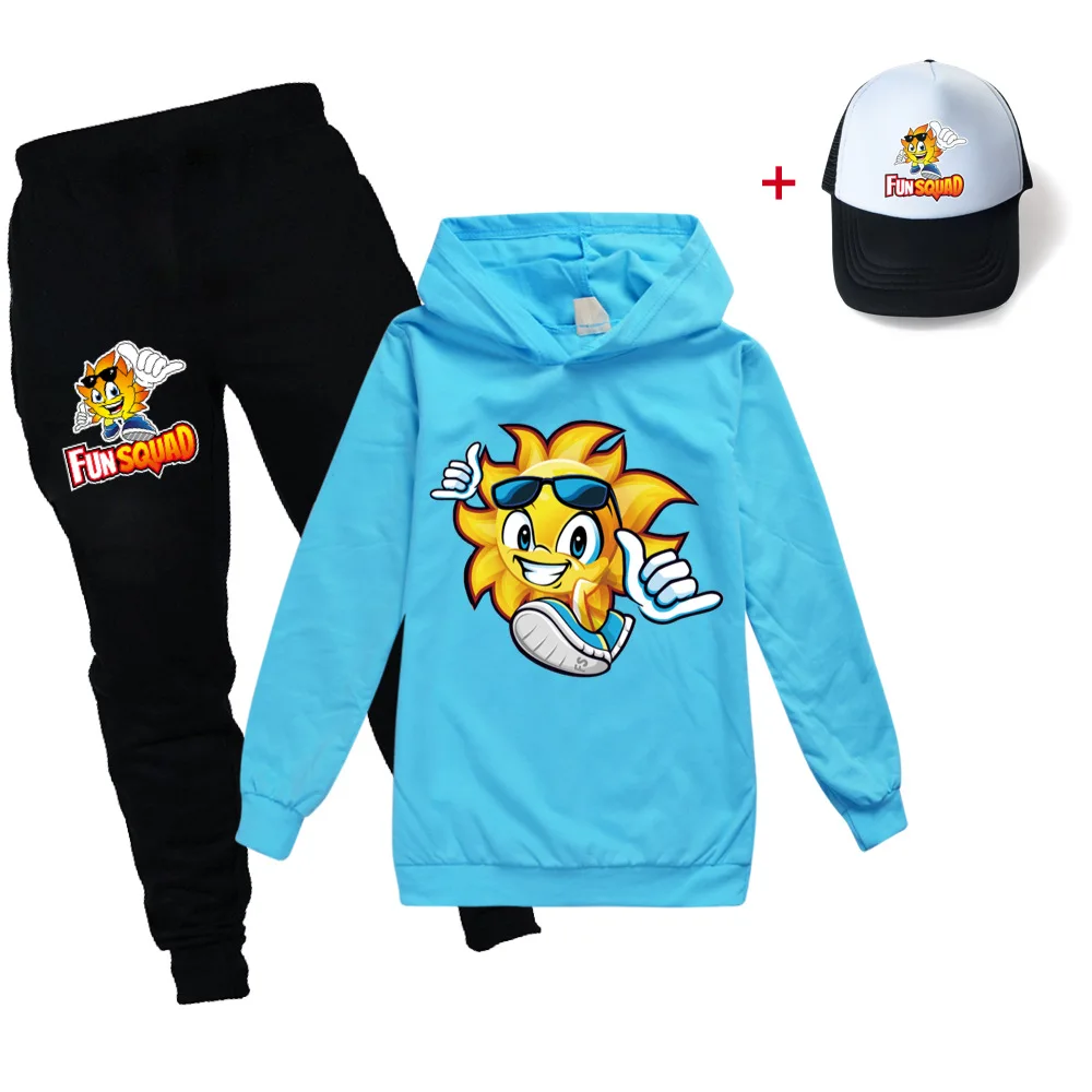 Kids Fun Squad Gaming Boys Girl Clothes Hoodies Sweatshirt+Pants +cap Suit Teens Kids Fall Clothes Children's Clothing Sets