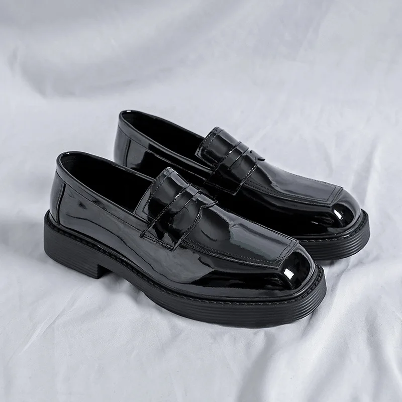 2026 Men's Penny Loafer Shoes Square Toe Trendy Business Casual Dress Shoes for Men Loafers Classic Formal Oxford Shoes for Men