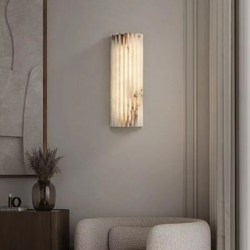Natural marble wall lamp, Spanish gear shaped marble wall lamp, background wall decoration lamp, bedroom bedside lamp