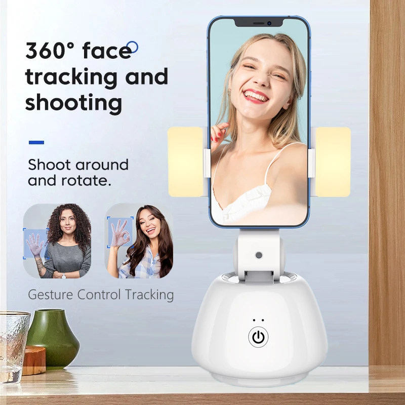 Auto Face Tracking Shooting Gimbal AI Camera Recognition Body Face Track 360 Rotation Intelligent Follow Live Shoot Phone Stand