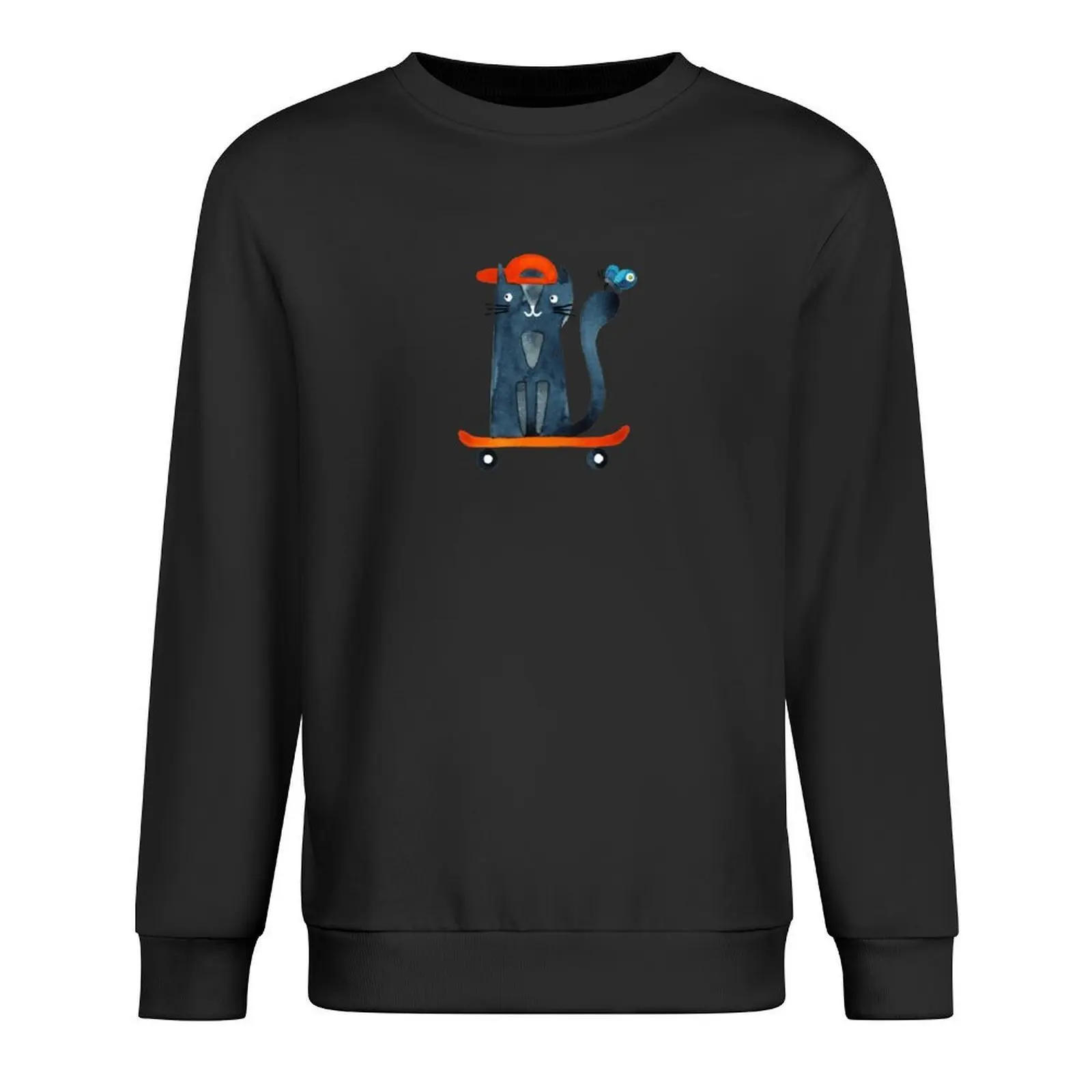 

Skate Cat watercolour cat painting Pullover aesthetic clothing men's clothes men's winter sweater autumn sweatshirt male