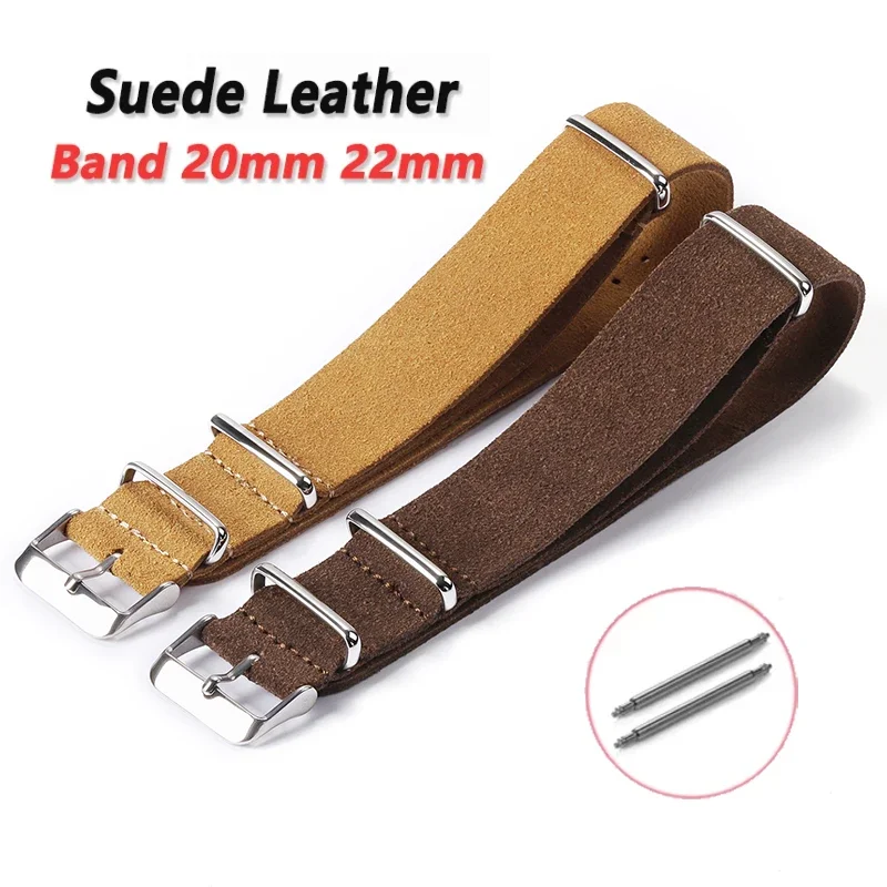 Universal Band for Seiko Watchbands Suede Leather Strap 22/20mm Bracelet for Rolex Watches Replacement Straps Watch Accessories