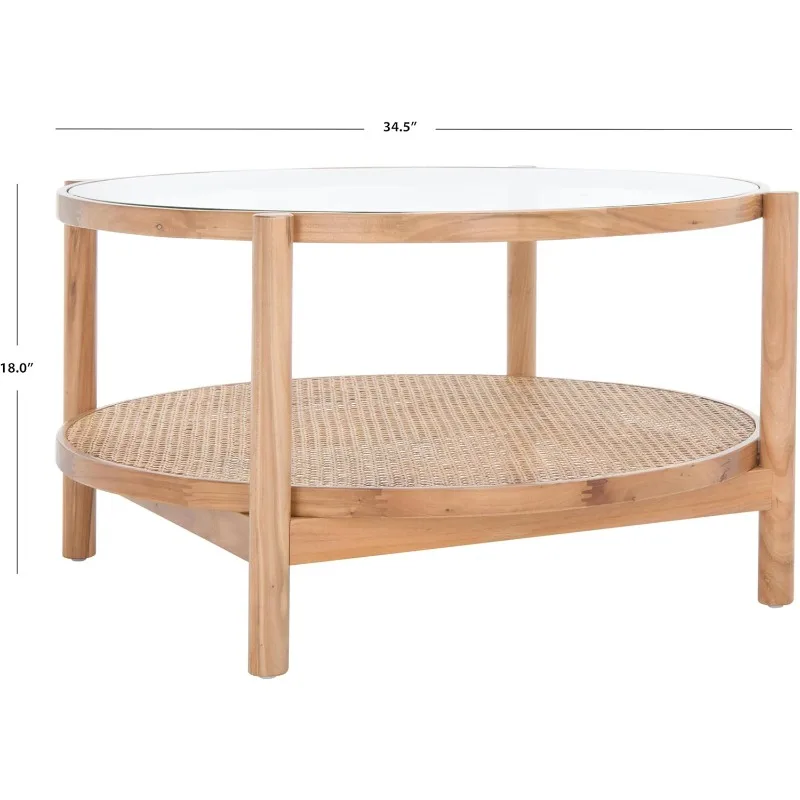 Couture Collection Karyna Natural Solid Wood Rattan/Glass Coffee Table