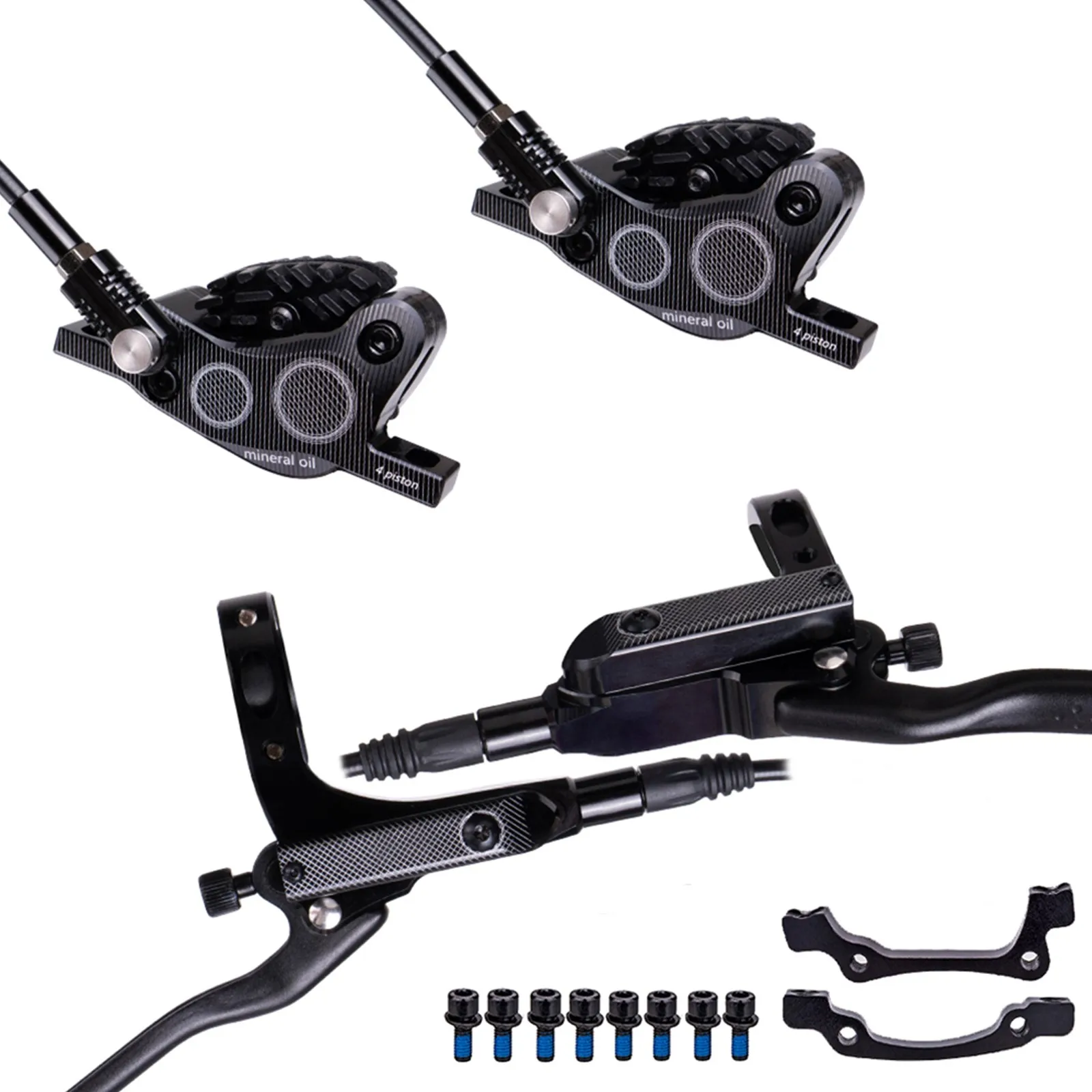 

Part Brake 4 Piston Driving Aluminum Bicycle Brake Caliper Brakes Set Easy Installation Hydraulic MTB New Quality