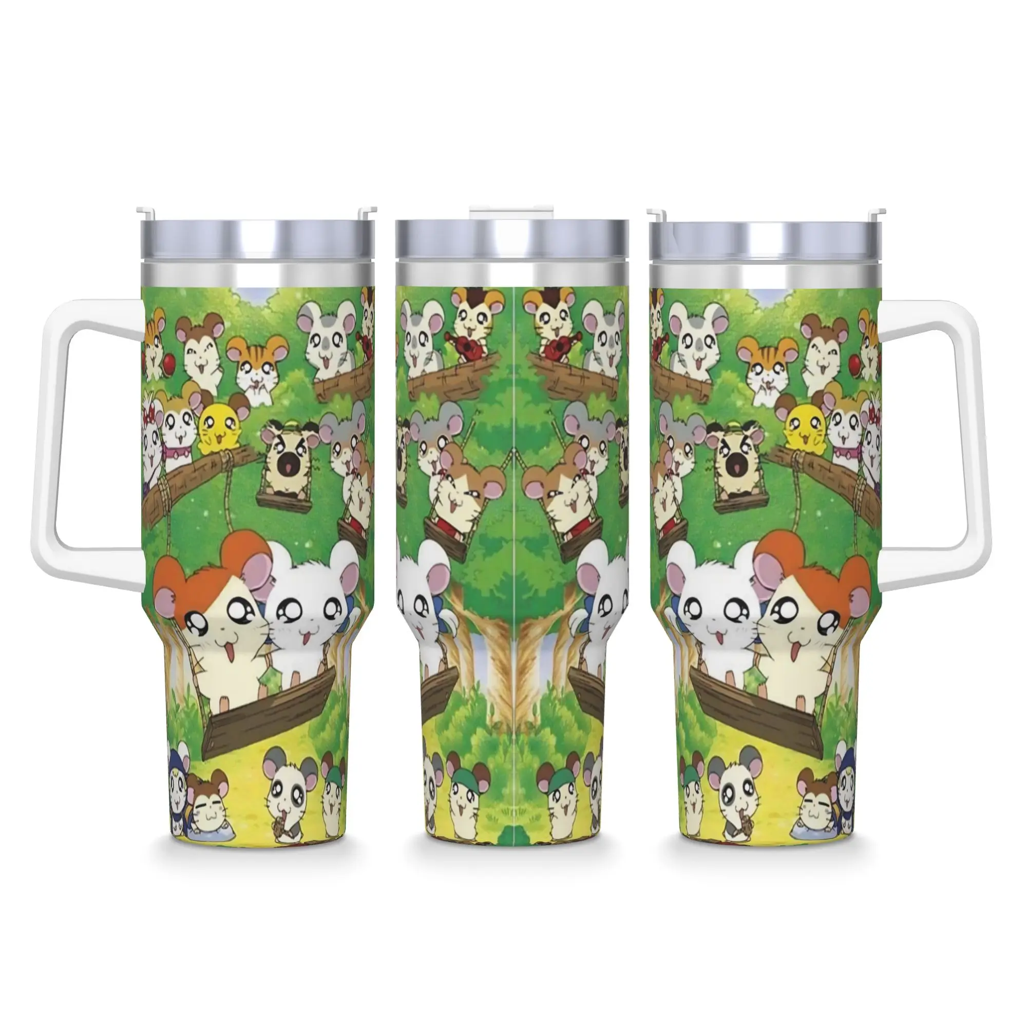 

Stainless Steel Tumbler Cute Hamtaro Thermal Mug Heat Preservation Hot Drinks Car Mugs Driving Printed Water Bottle