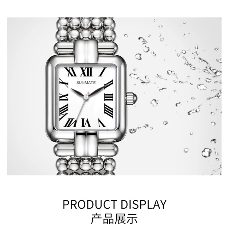 2025 New SUNMATE Women's Luxury Quartz Watch Waterproof Stainless Steel Women's Watch Fashion Elegant Round Bead Bracelet Watch
