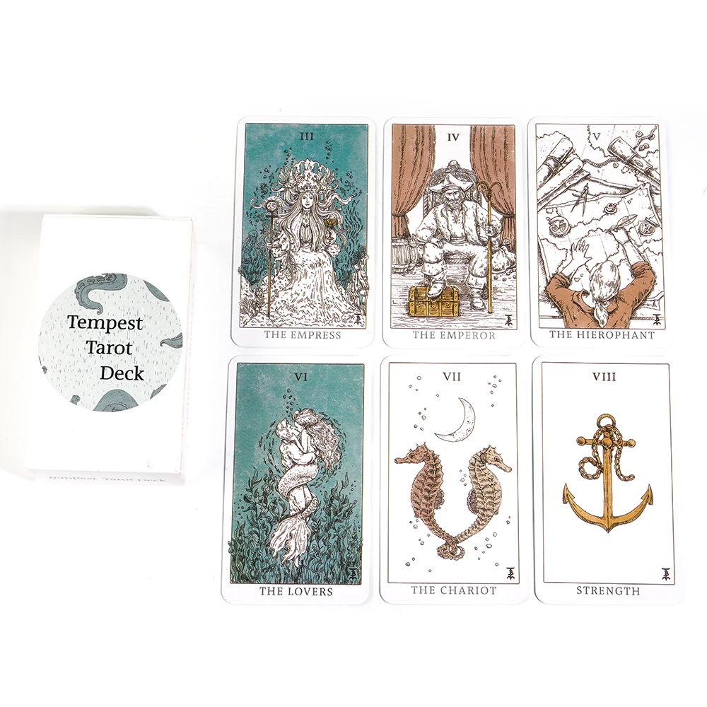 78 Cards Tempest Tarot Deck Blue Tarot Sea Tarot Nautical Tarot Beginner Indie Tarot Cards Mythical Tarot