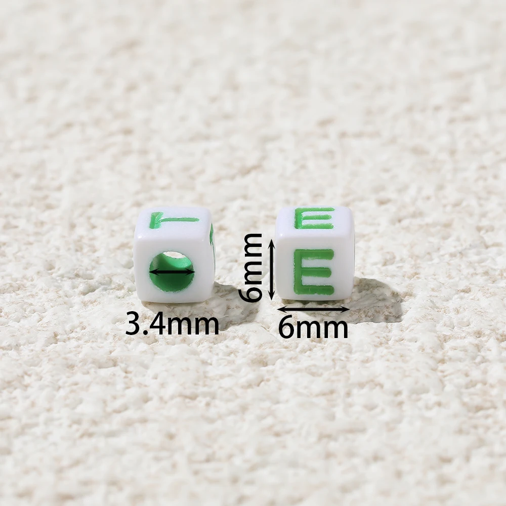100Pcs 6x6mm Acrylic Square 26 Alphabet Letter Beads For DIY Bracelet Necklace Jewelry Making Charms