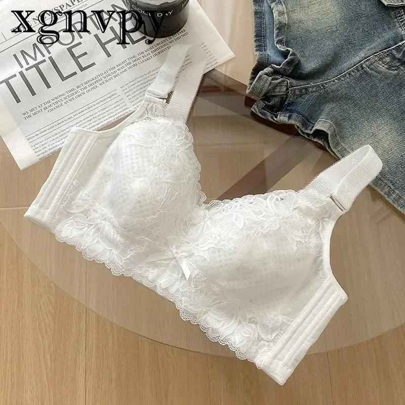 xgnvpy Ultra Thin Bra for Women with Large Breasts and Small Push-up Thin Bra with Anti-sag Adjusting Plus Size Bra Full Cup