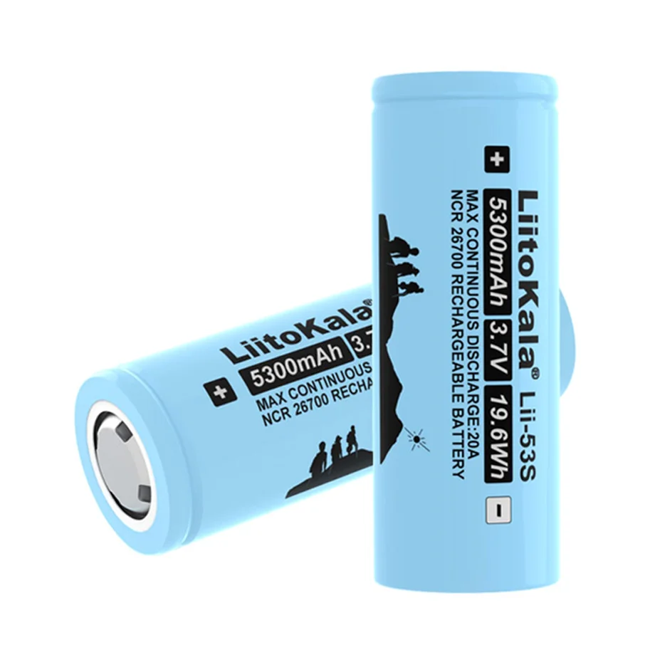 1-5PCS Liitokala Lii-53S 26700 5300mA Max 20A discharge 3.7V rechargeable lithium battery, suitable for flashlight