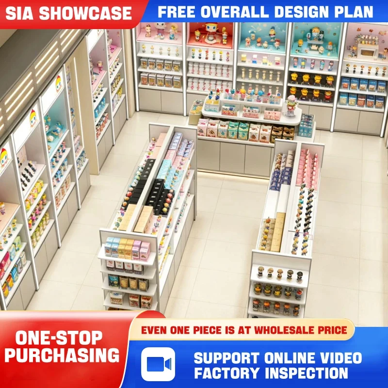 custom.Versatile Design Factory Custom Whole Store Wood Solid Panel Combined LED Light Supermarket Shelf Cultural D