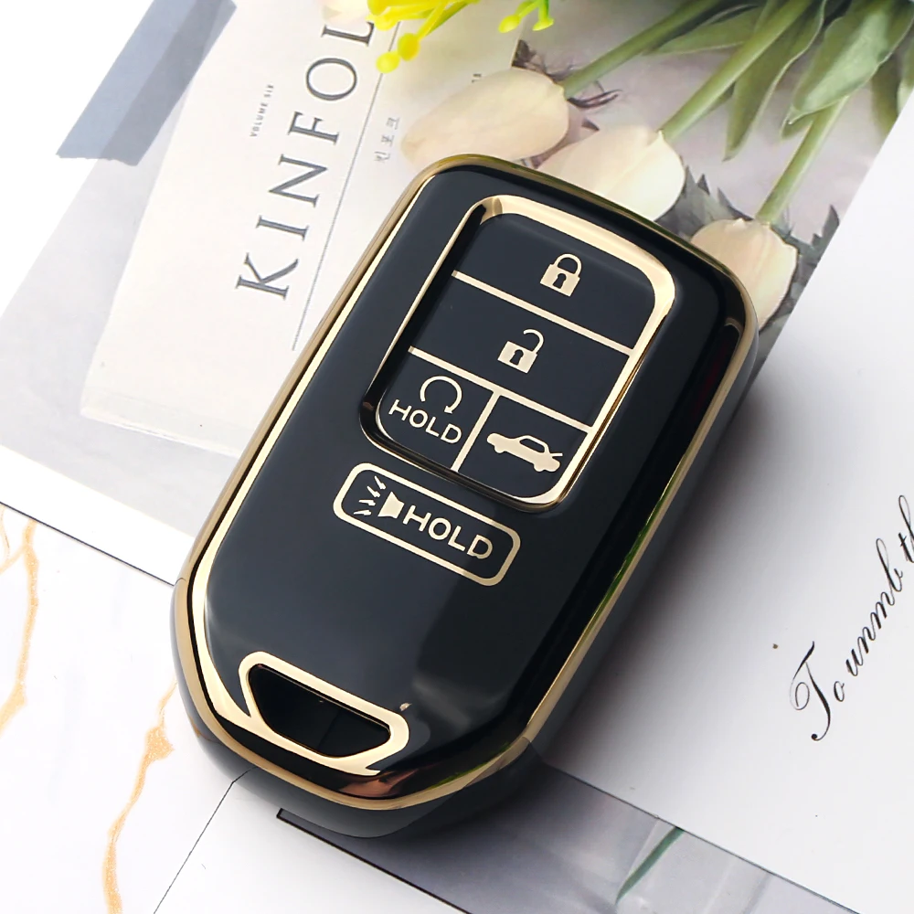 KEYYOU New TPU Car Key Case Cover For Honda 2021 2020 2019 Accord Civic CR-V Smart 5 Buttons Remote Keyless Shell Fob