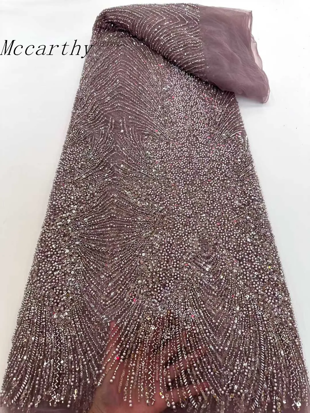 

Mccarthy 2026 Luxury High Quality Dubai Sequence Mesh Material Royal Bridal Elegant Beaded Lace Fabric For Wedding Dresses