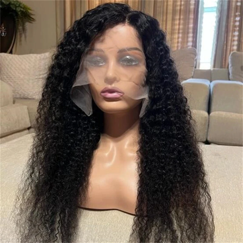 

Long Soft 26'' Density 180 Black Kinky Curly Lase Front Wig For Black Women BabyHair Heat Resistant Glueless Preplucked Daily