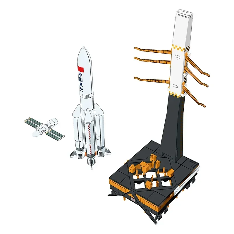 Kit de modelo de ensamblaje Magic Factory MF-1002 Plataforma de lanzamiento de vehículos y eventos de lanzamiento de largo de marzo 5B Separación de color sin pegamento